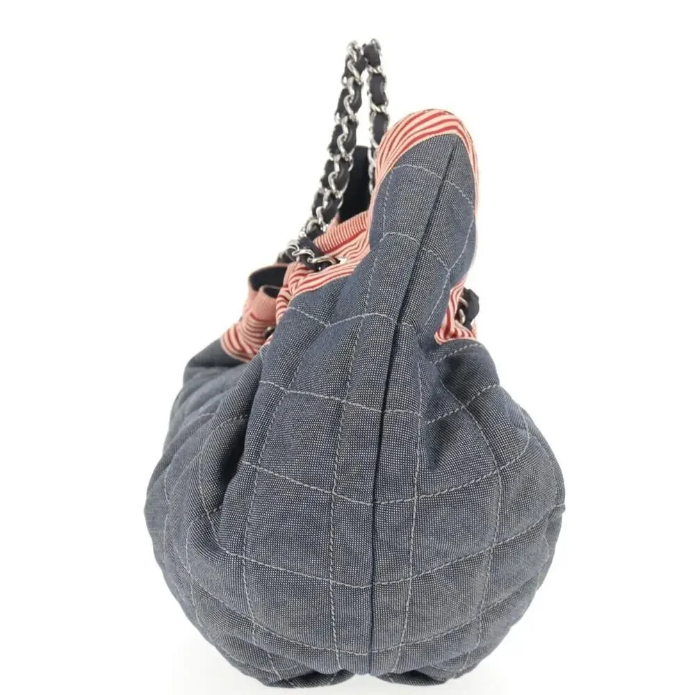 Chanel Denim Chain Tote Bag Blue Canvas